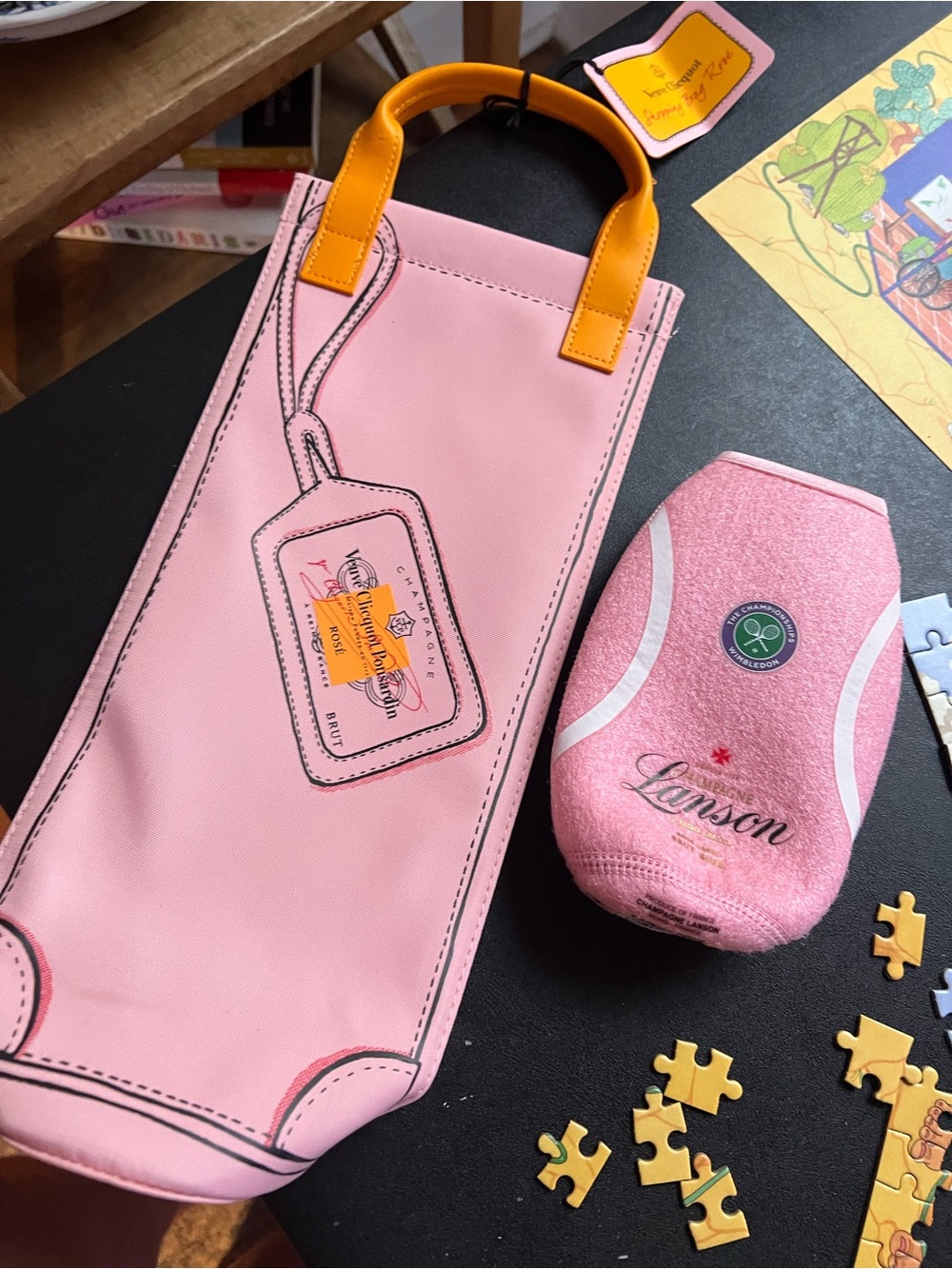 Pink Tote-Style Wine/Champagne gift Bag new w tag & champagne glass cuzy